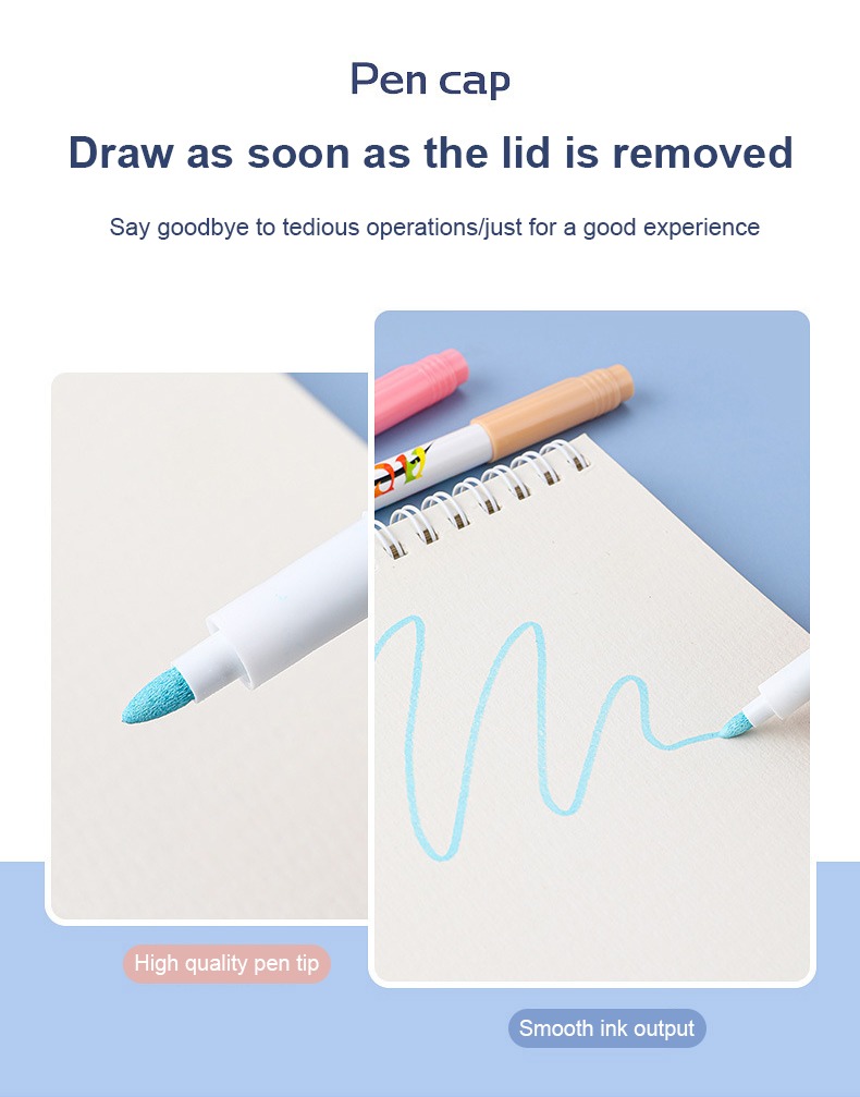 draw as soon as the lid is removed-Acrylic Coloring Marker Morandi Bullet Tip 