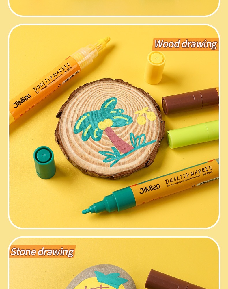 wood drawing and stone drawing-Coloring Marker Opaque Waterproof Pen