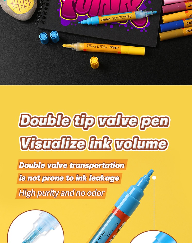 double tip value pen visualize ink volume-Coloring Marker Opaque Waterproof Pen