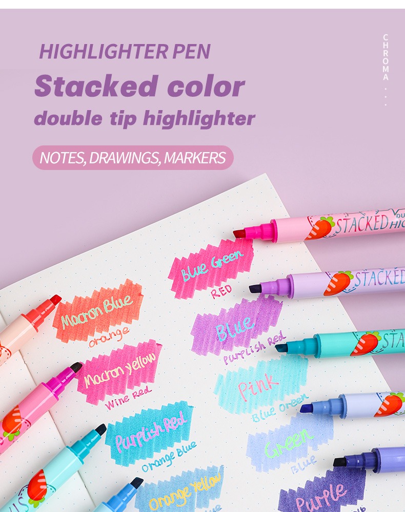 stacked color double tip highlighter-Double-headed Acrylic Markers Set