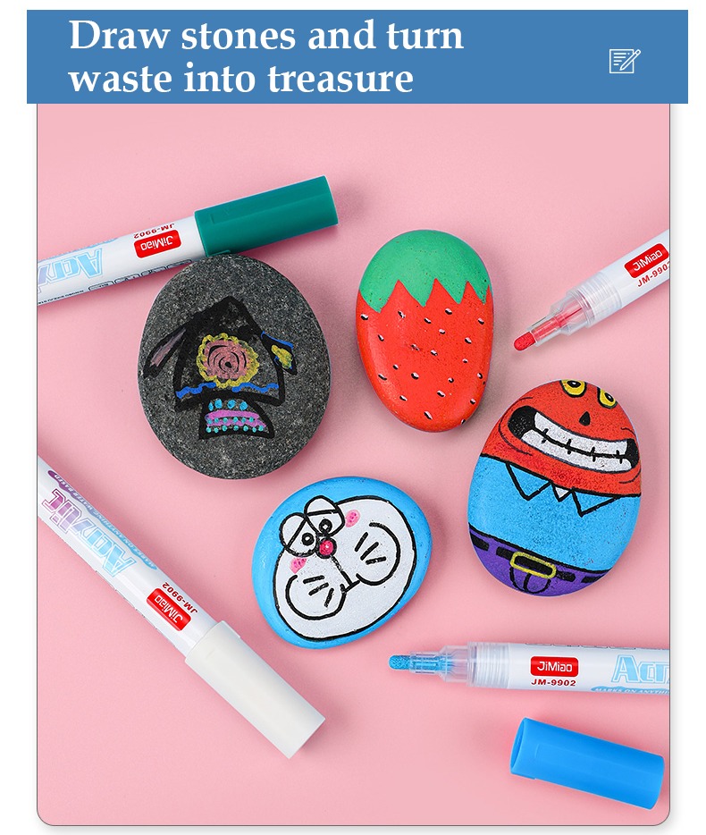 draw stones and turn waste into treasure-Hand Drawn Ceramic Acrylic Markers Set