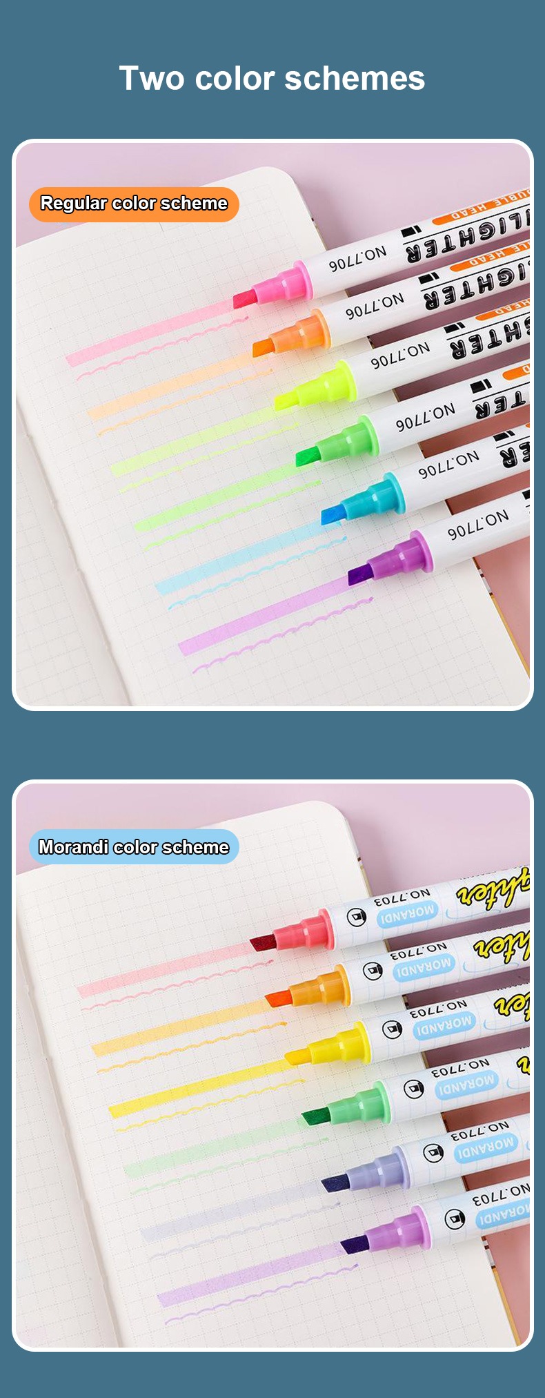 two color schemes-Colorful Highlighter Markers Set