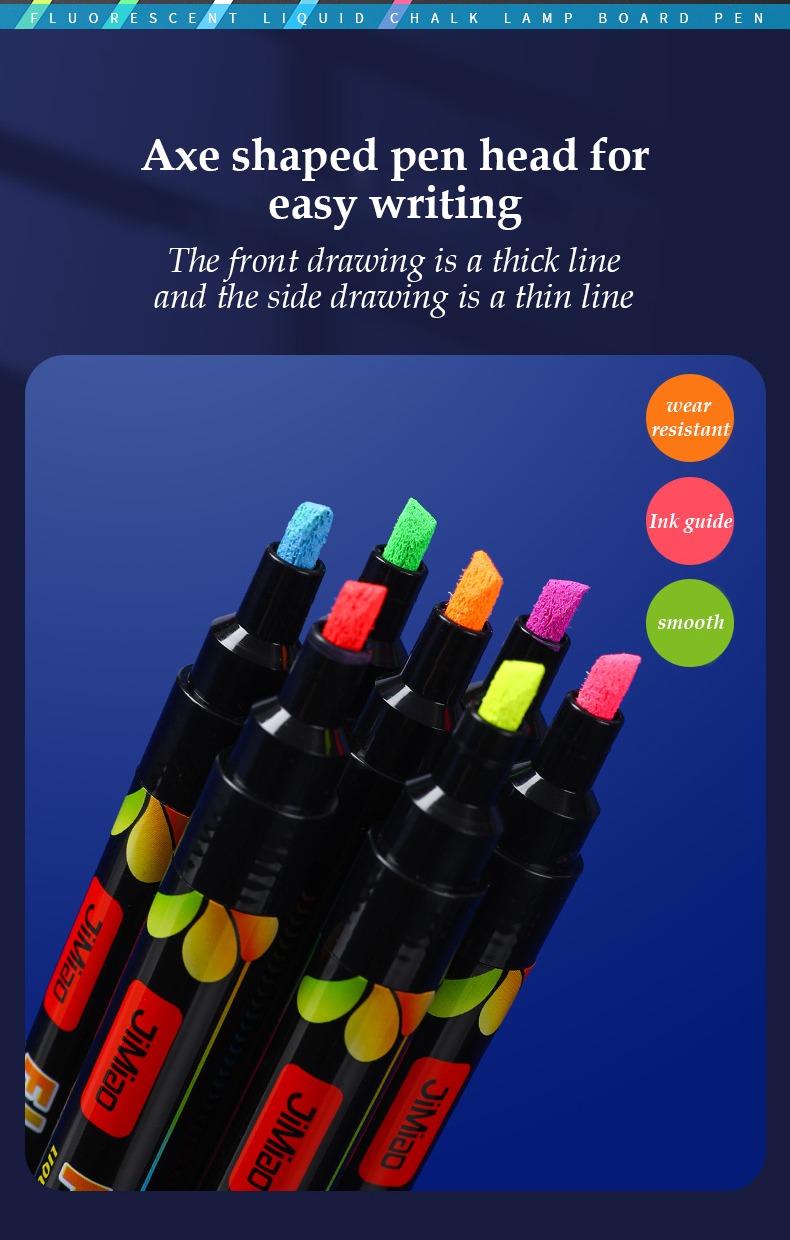 axe shaped pen head for easy writing-8pcs Liquid Chalk Led Fluorescent Board Special Coloring Marker Pen