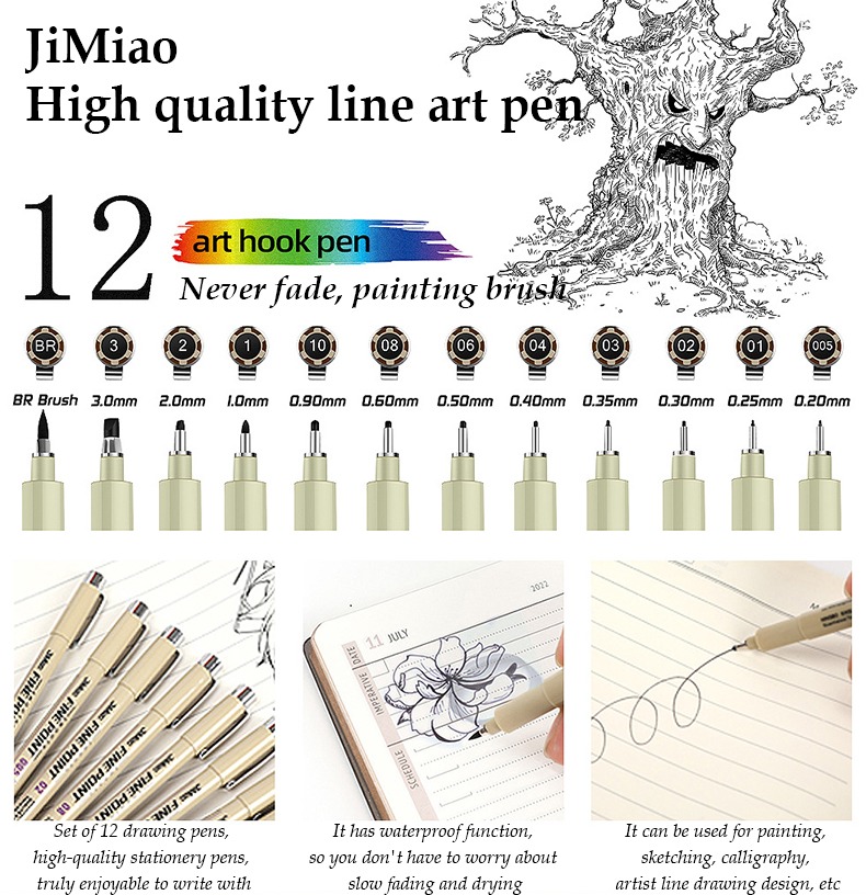 high quality line art pen-12 art hook pen